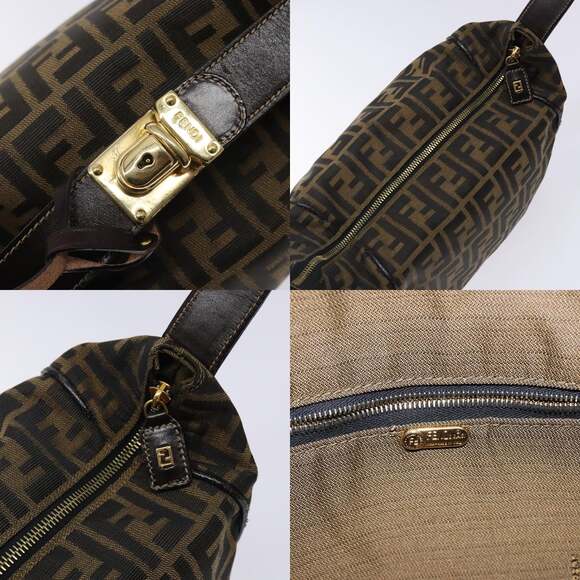 FENDI Zucca Canvas Hand Bag Black Brown - Picture 11 of 13